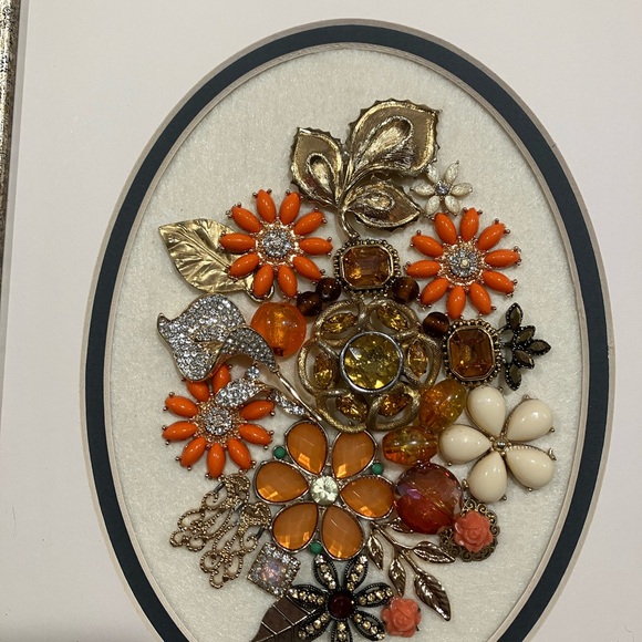 ORIGINAL JEWELRY ART COLLAGE IN FALL COLORS. UNIQUE HANDMADE OOAK GIFT 💝 IDEA - Picture 4 of 16